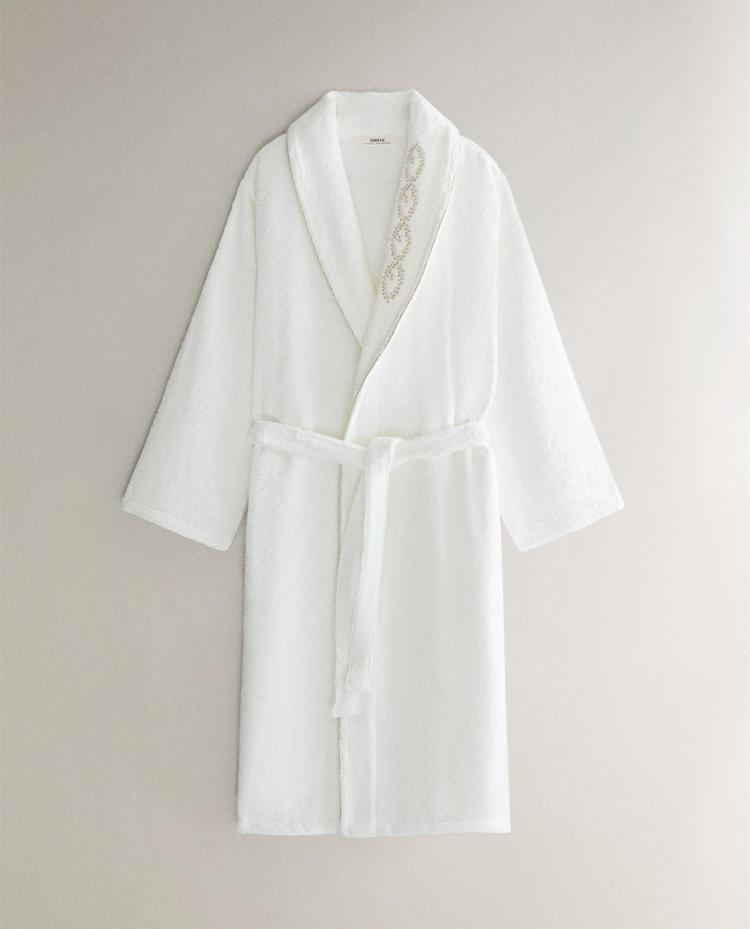 DRESSING GOWN WITH PLANT EMBROIDERY