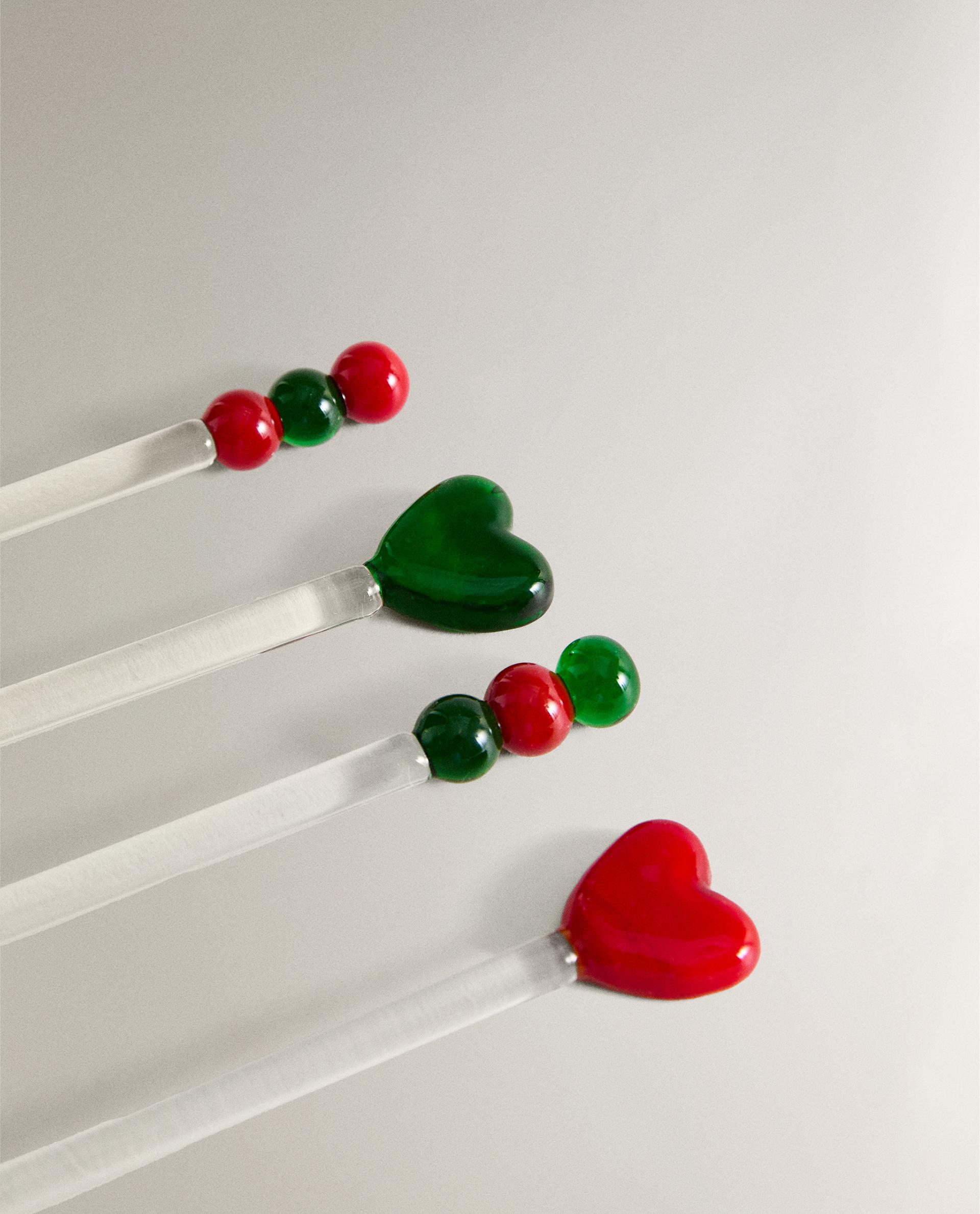 PACK OF CHRISTMAS GLASS DESSERT SPOONS (PACK OF 4)