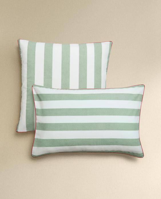 غلاف مخدة مخطط من القطن المغسول