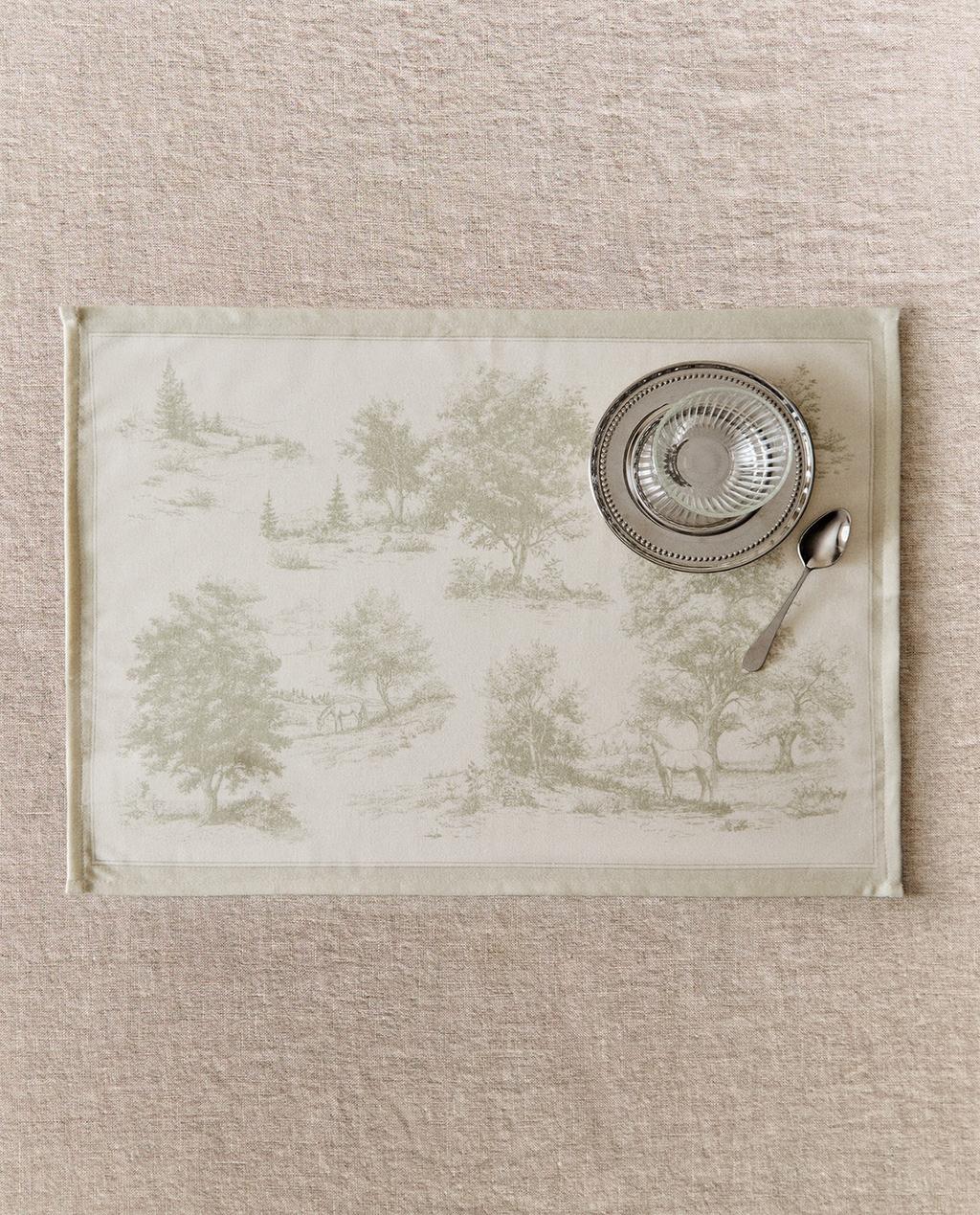 PACK SET DE TABLE TOILE DE JOUY CHEVAUX (LOT DE 2)
