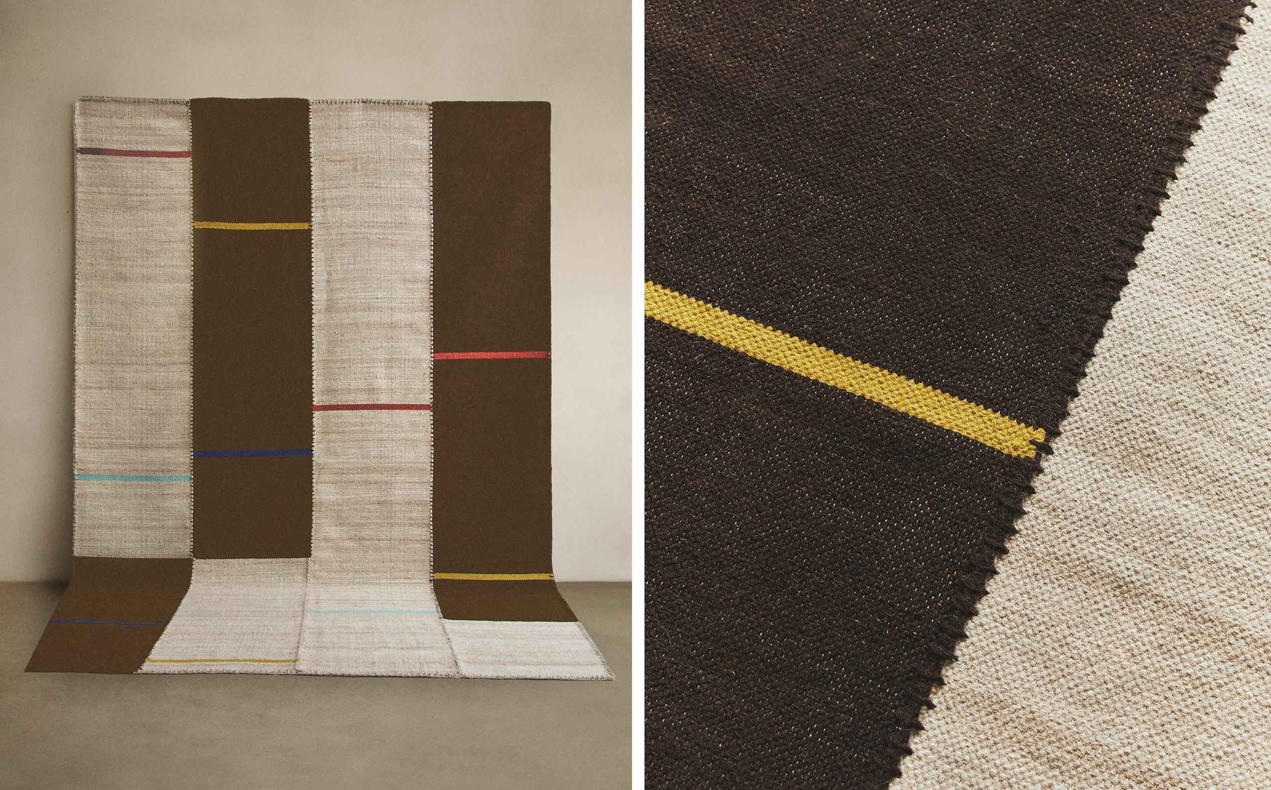 WOOL AND COTTON RUG WITH STITCHING X COLLAGERIE