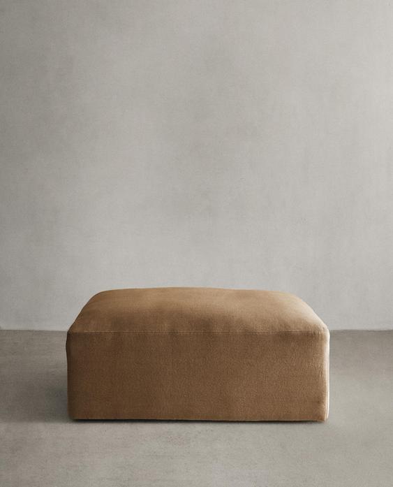 WASHED LINEN POUF