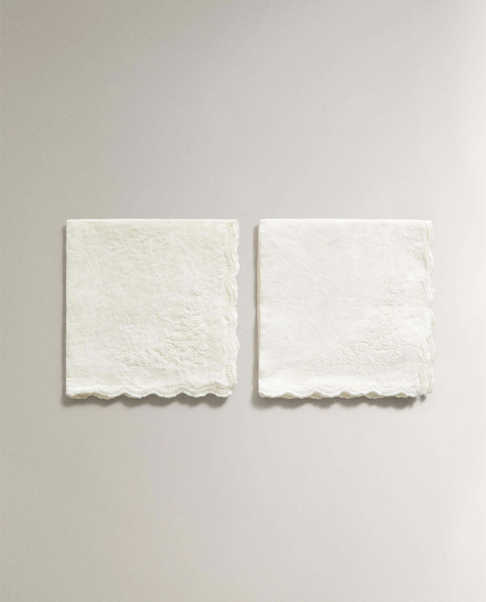 PACK OF EMBROIDERED WASHED LINEN HAND TOWELS (PACK OF 2) product thumbnail 5