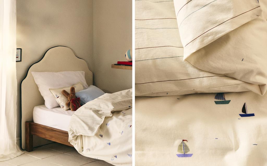 OTROŠKA PREVLEKA ZA PREŠITO ODEJO IZ BOMBAŽA Z LADJICAMI