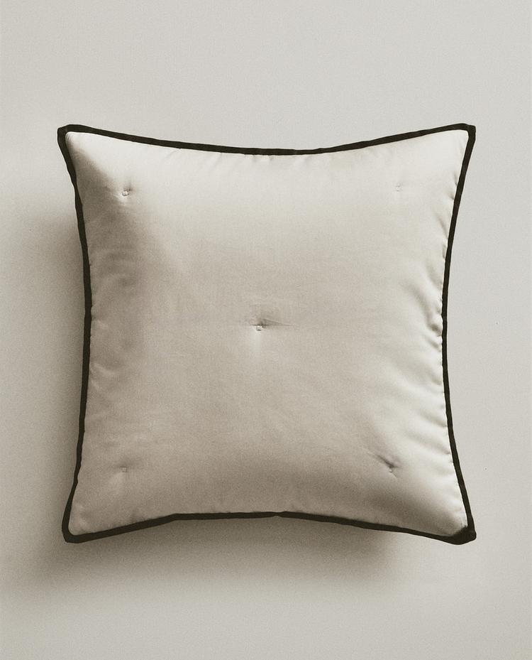LINEN AND SATEEN CUSHION COVER WITH DOTS