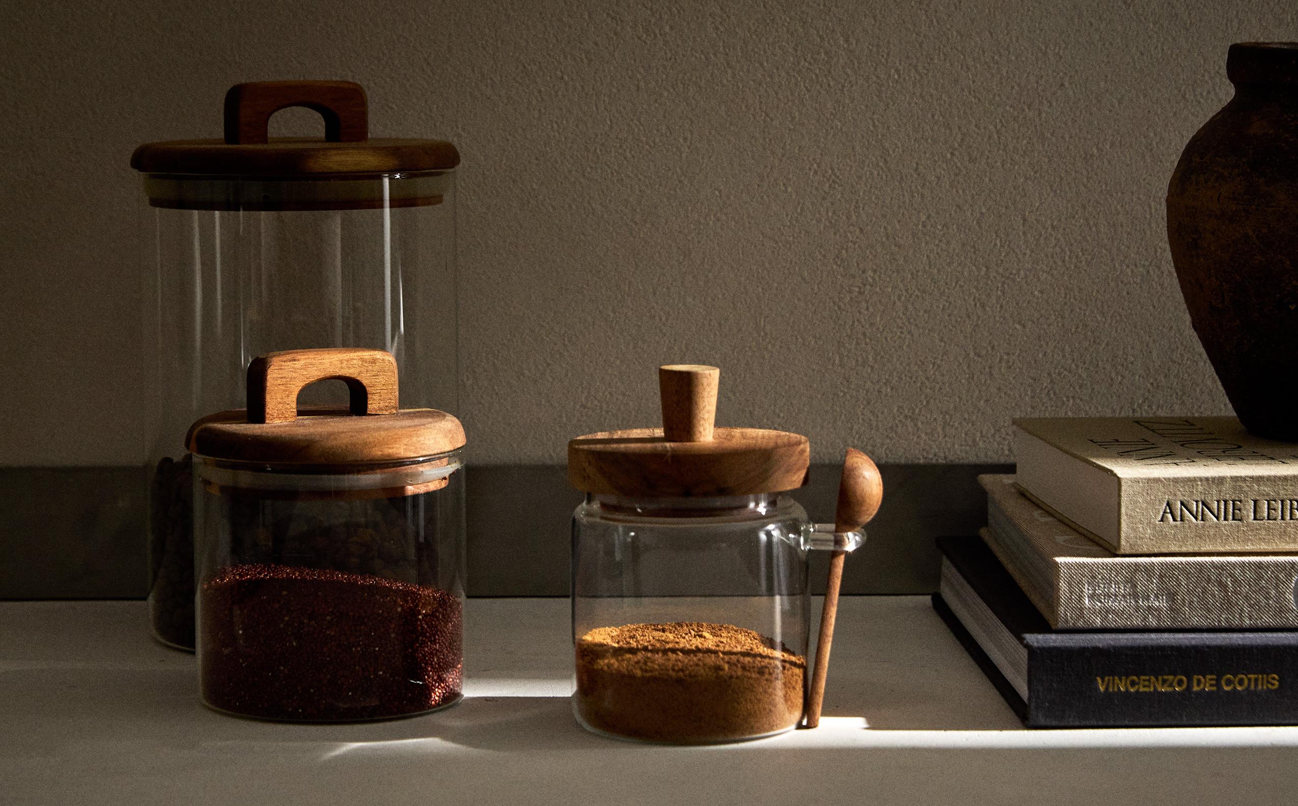 BOROSILICATE GLASS AND WOOD SUGAR BOWL product thumbnail 13