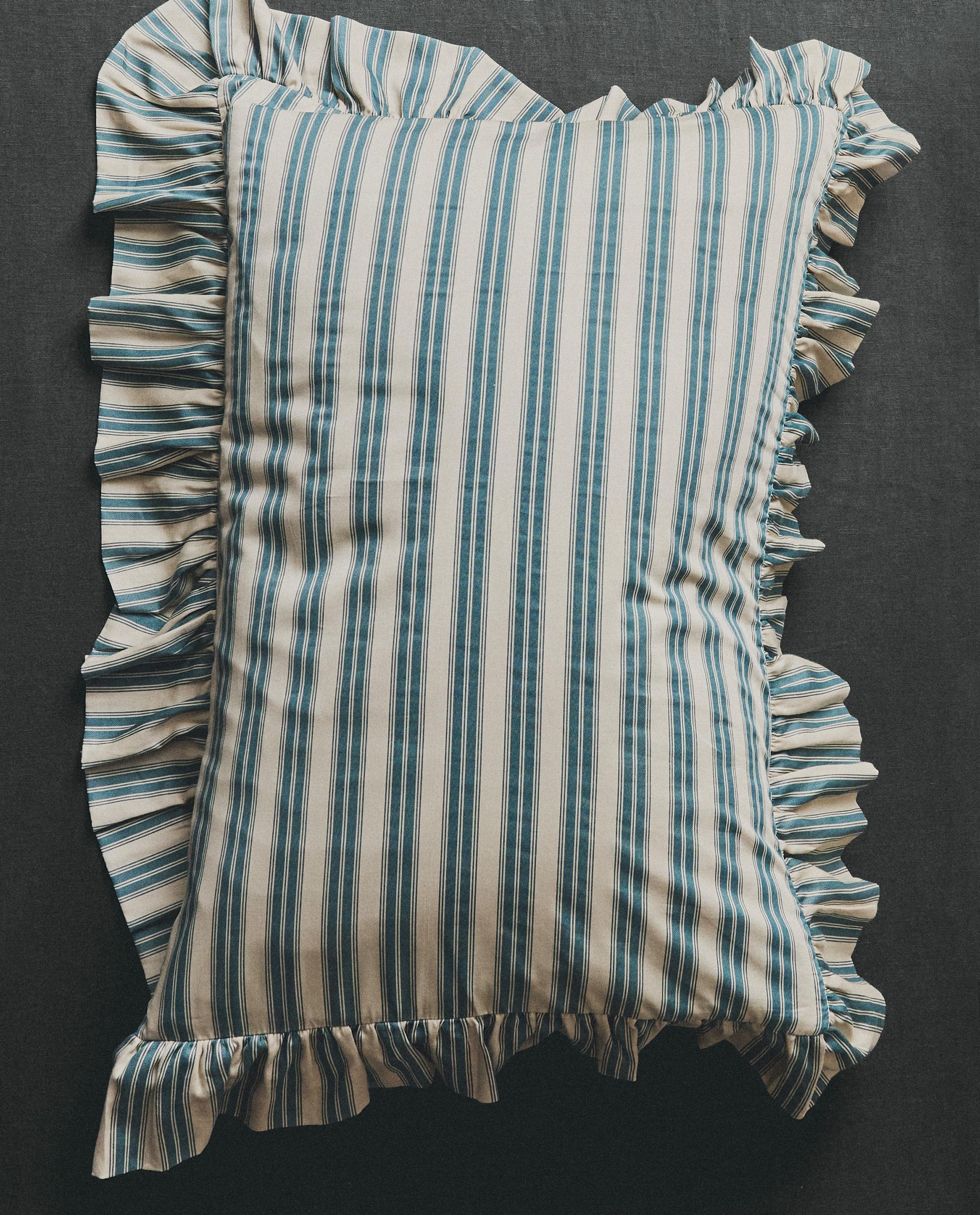 STRIPED PILLOWCASE WITH RUFFLE TRIM | KATHARINE POLE product thumbnail 12