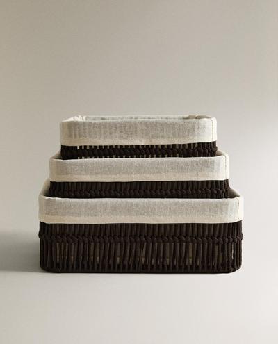 CESTA RECTANGULAR FORRO ALGODÓN