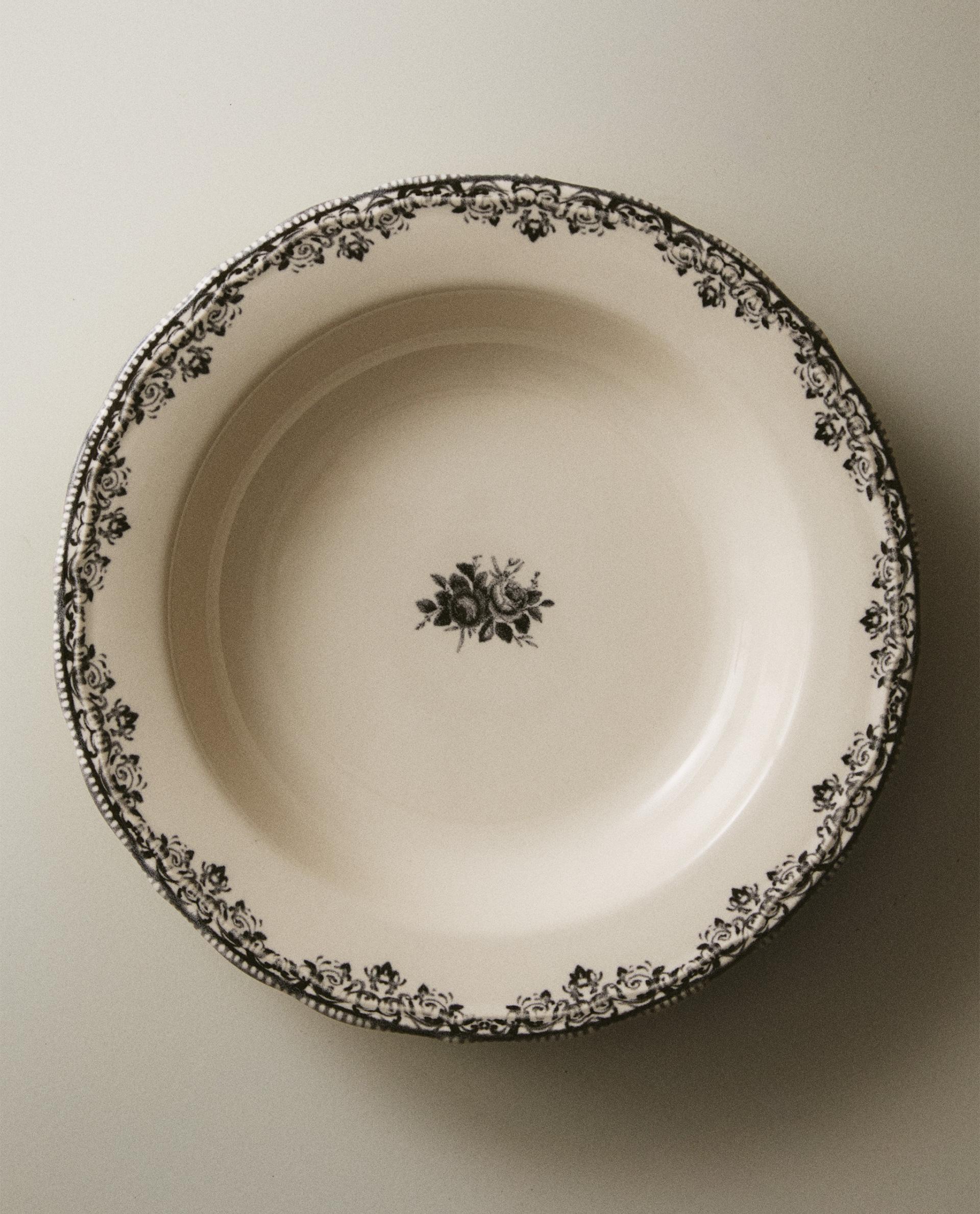 EARTHENWARE SOUP PLATE WITH PLACED DESIGN | Zara Home United States of America