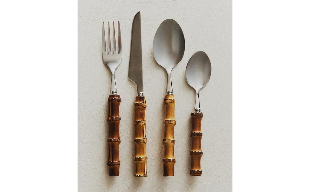 ENSEMBLE DE COUVERTS 4 PIÈCES MANCHE EN BAMBOU ENSEMBLE DE COUVERTS 4 PIÈCES MANCHE EN BAMBOU