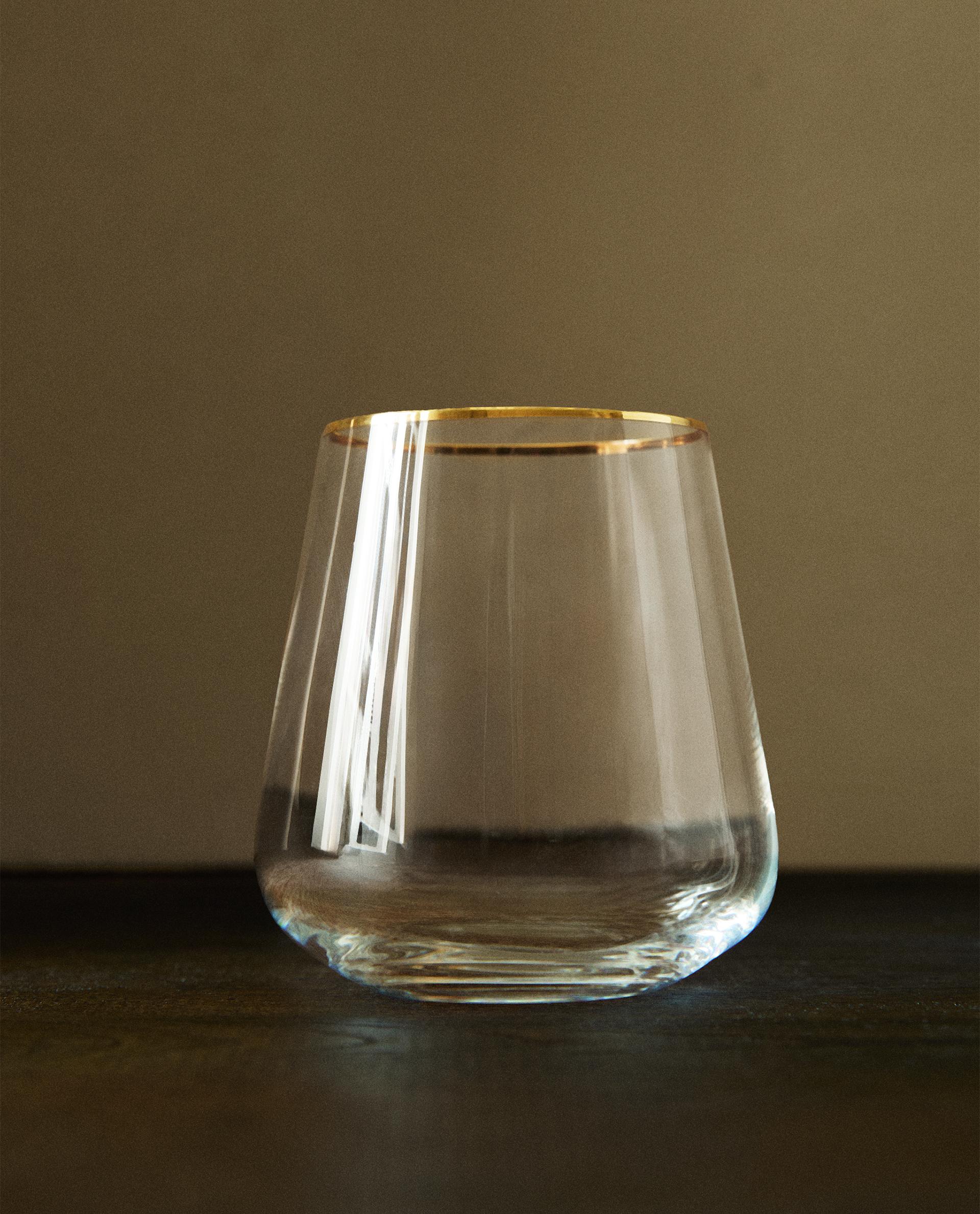 BOHEMIA CRYSTAL TUMBLER WITH GOLD RIM