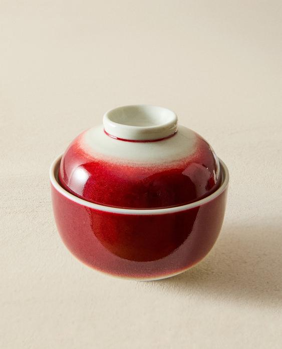 雙色陶瓷碗連蓋