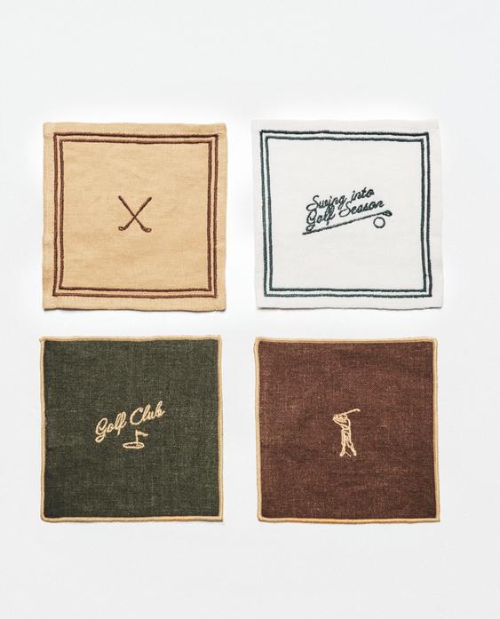 PACK DESSOUS DE VERRE LIN GOLF (LOT DE 4)
