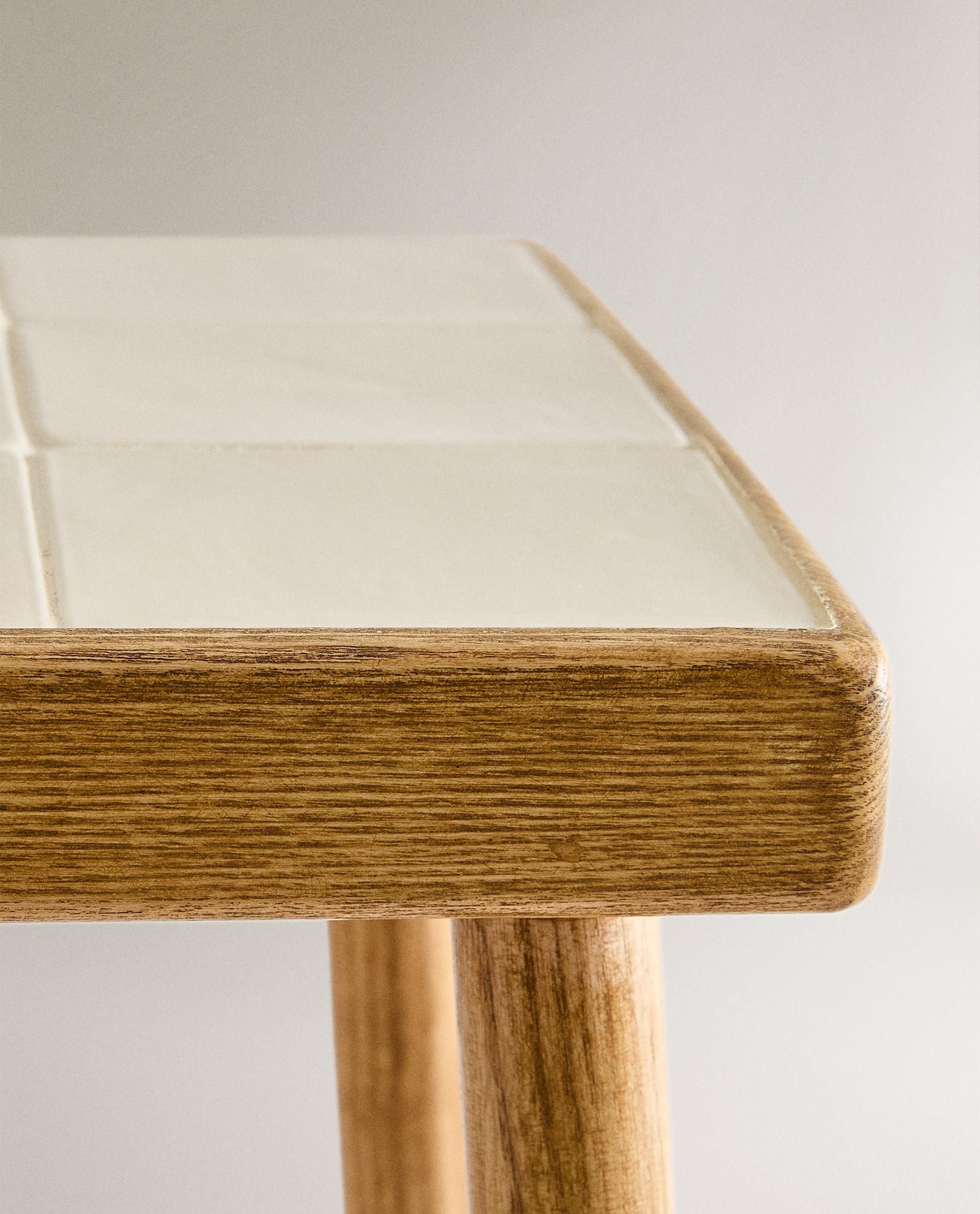 WOOD AND TILE STOOL