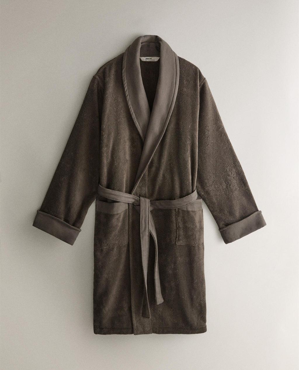 BADEMANTEL AUS BAUMWOLLE MIT APPLIZIERTEM GEWEBE