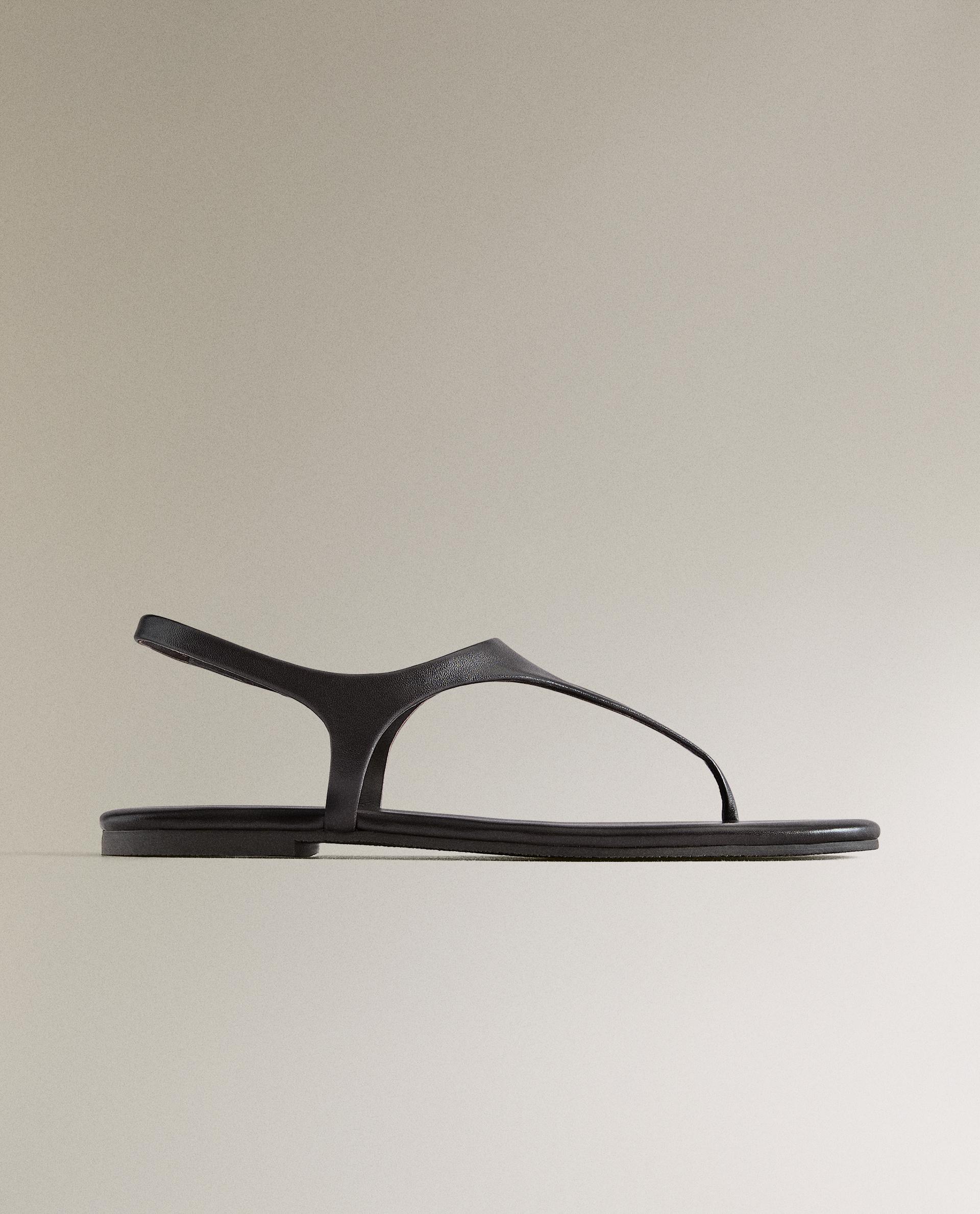 スペイン発送 ZARA フラットレザーサンダル 上品カジュアル 新作 レザー フラット サンダル | Zara Home 日本/Japan