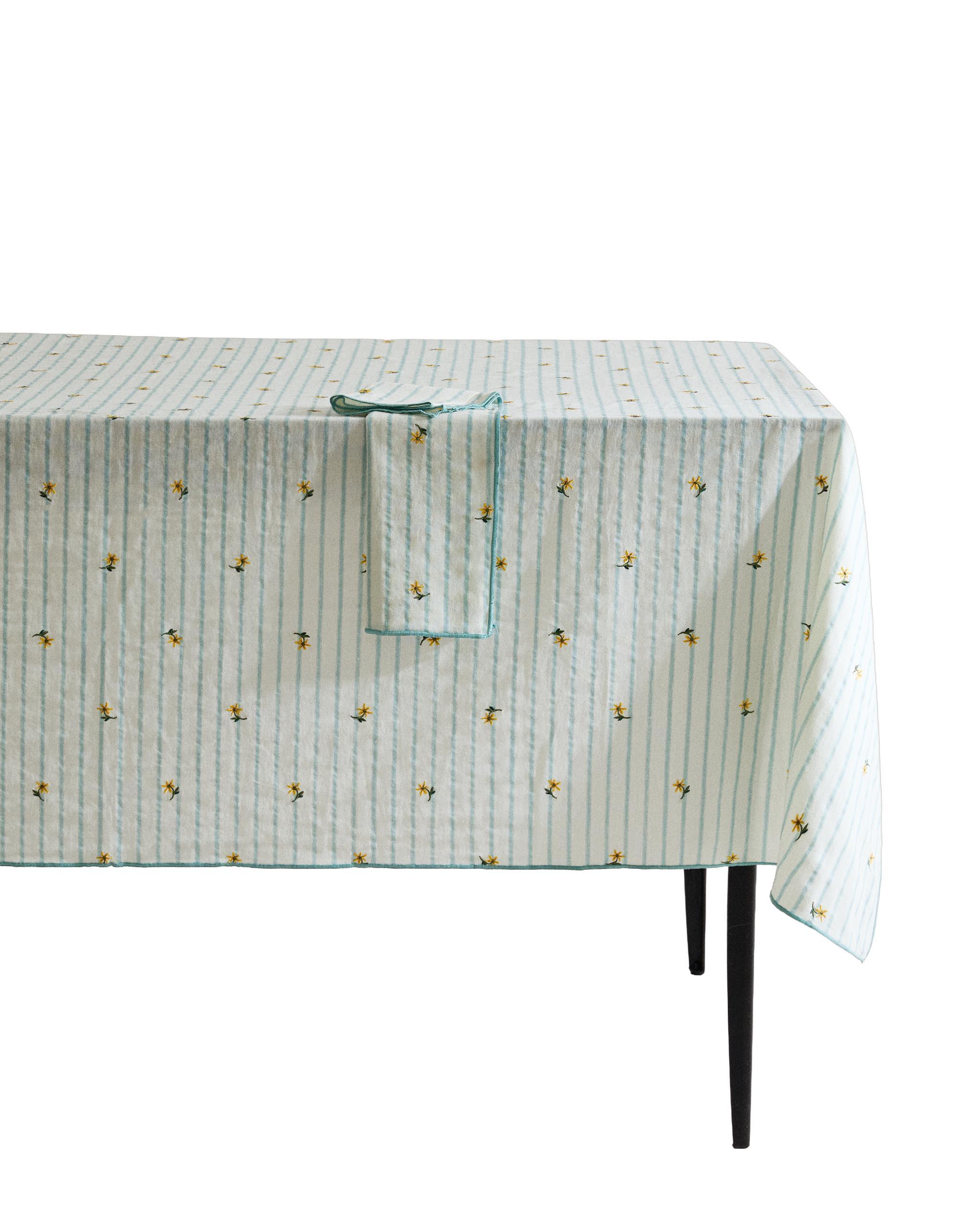 STRIPED TABLECLOTH WITH FLORAL EMBROIDERY product thumbnail 2