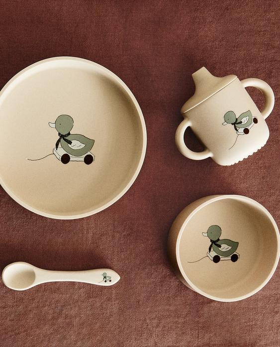 CHILDREN'S DUCKLING SILICONE TABLEWARE