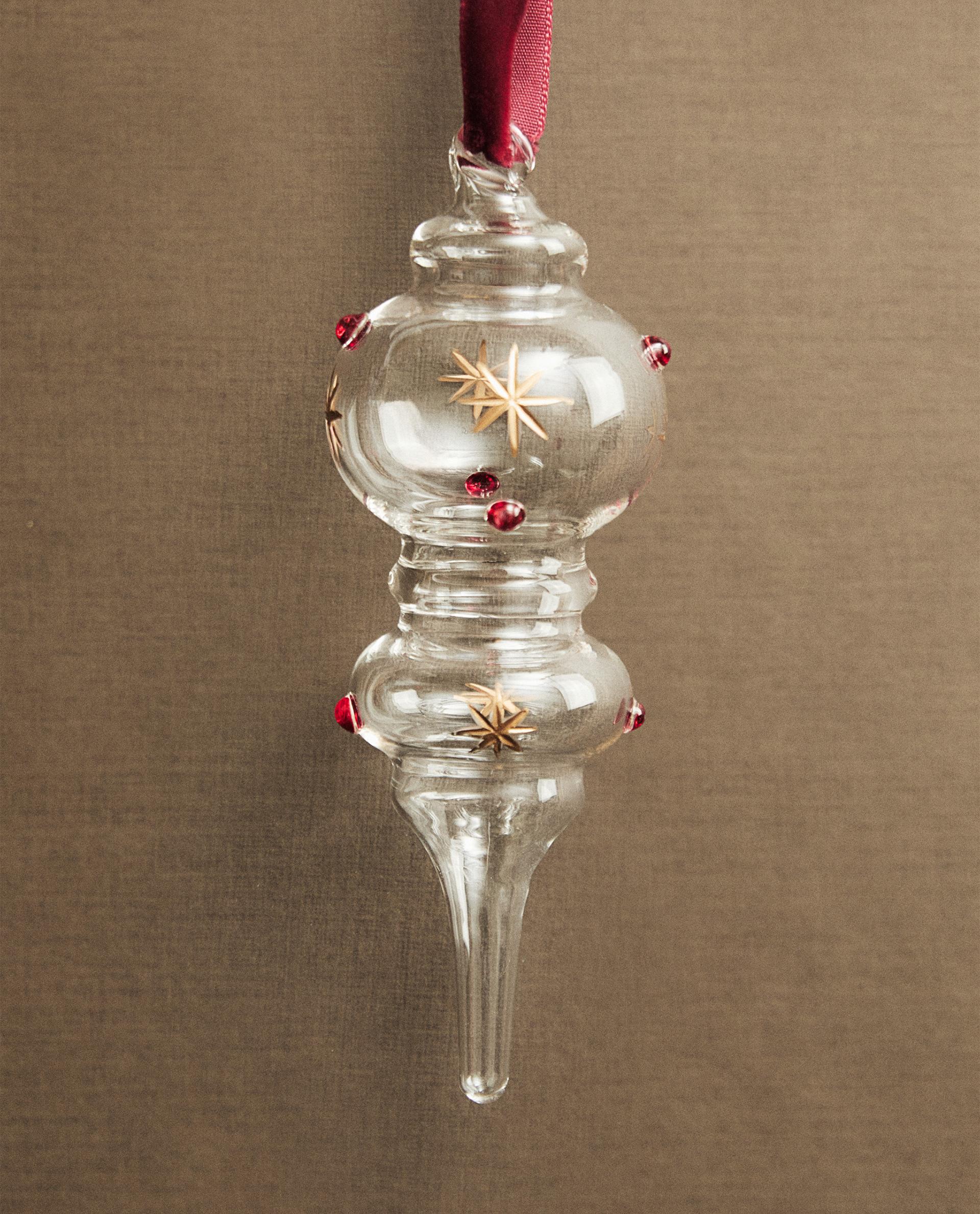 ボロシリケイトガラス製 細長型クリスマスツリーオーナメント | Zara