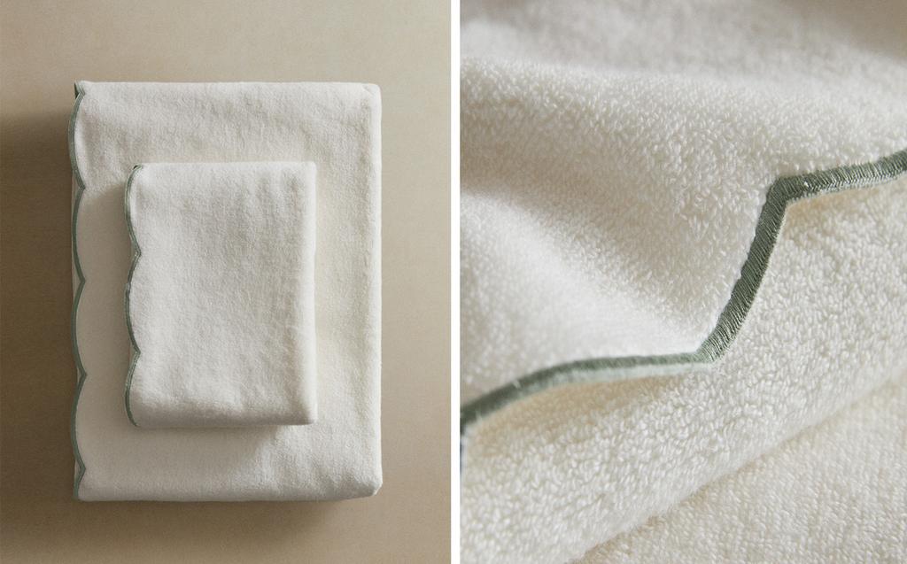 TOALHA DE BANHO COM BORDA ONDULADA TOALHA DE BANHO COM BORDA ONDULADA