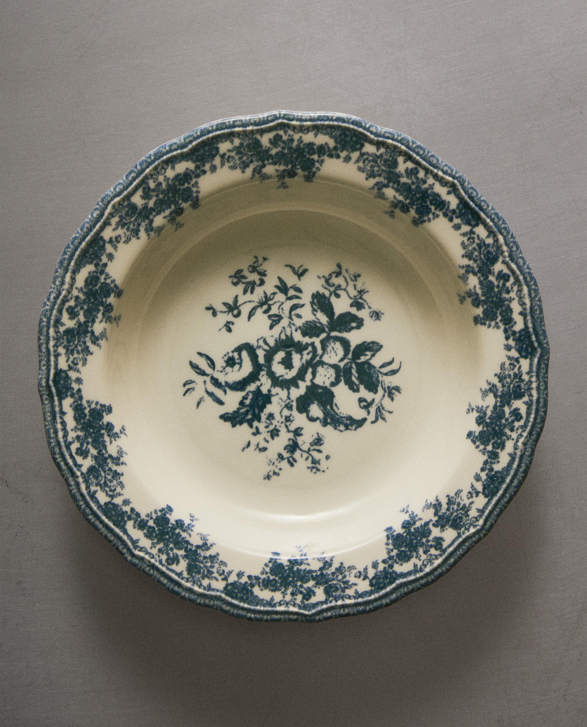 FLORAL EARTHENWARE SOUP PLATE