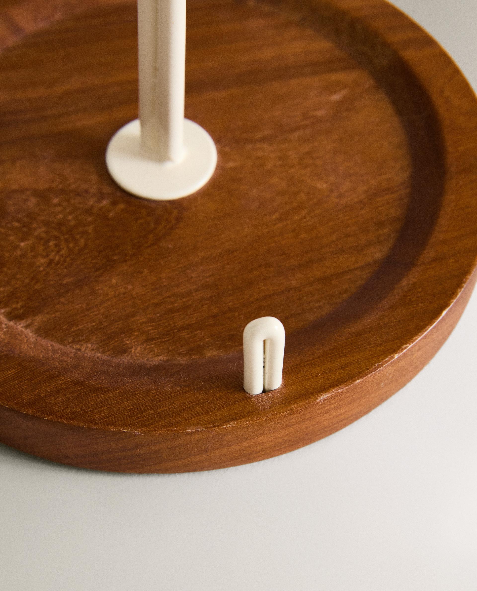 IRON AND WOOD KITCHEN ROLL HOLDER