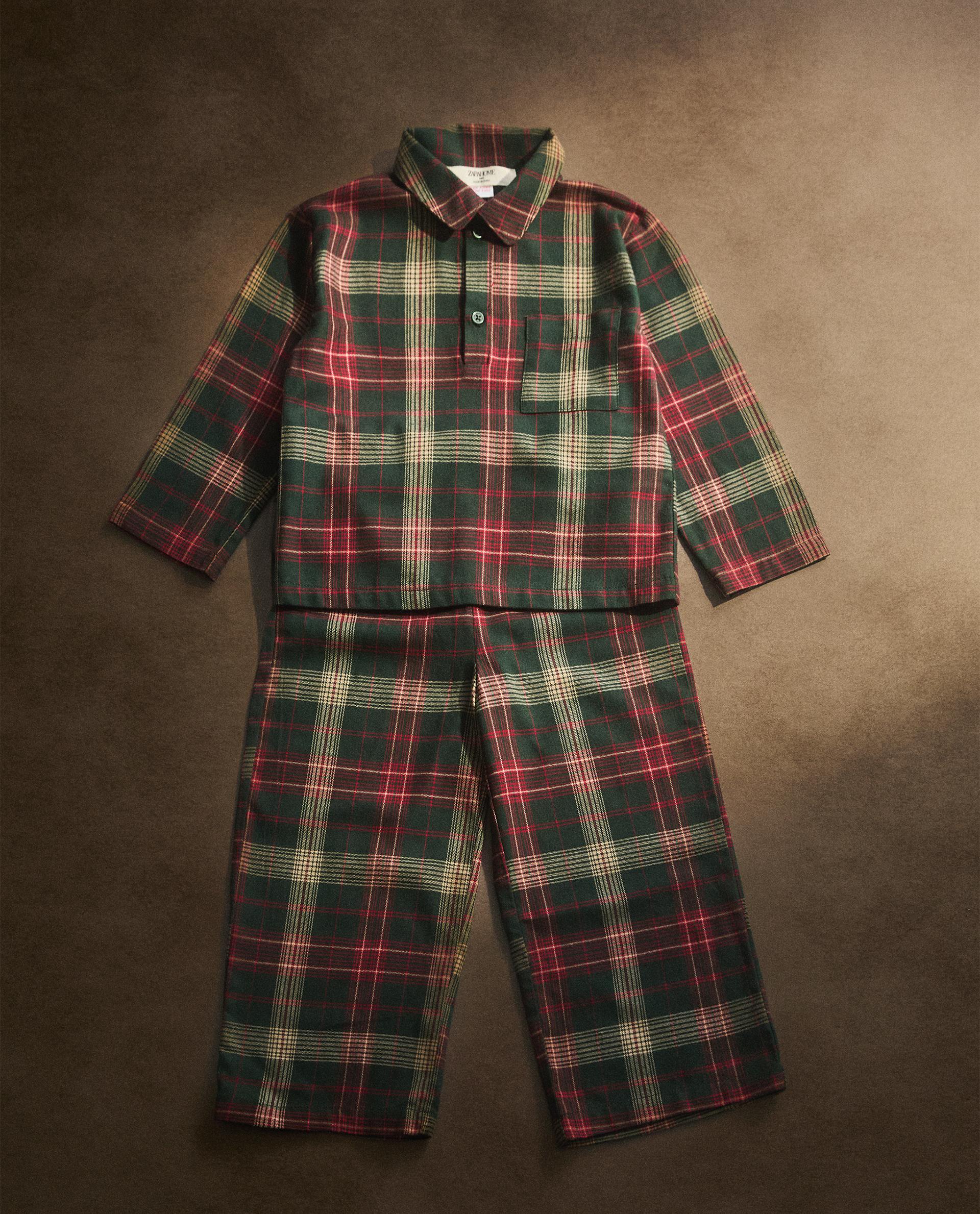 SET PIGIAMA BAMBINI FLANELLA QUADRI TARTAN NATALE (SET 2)