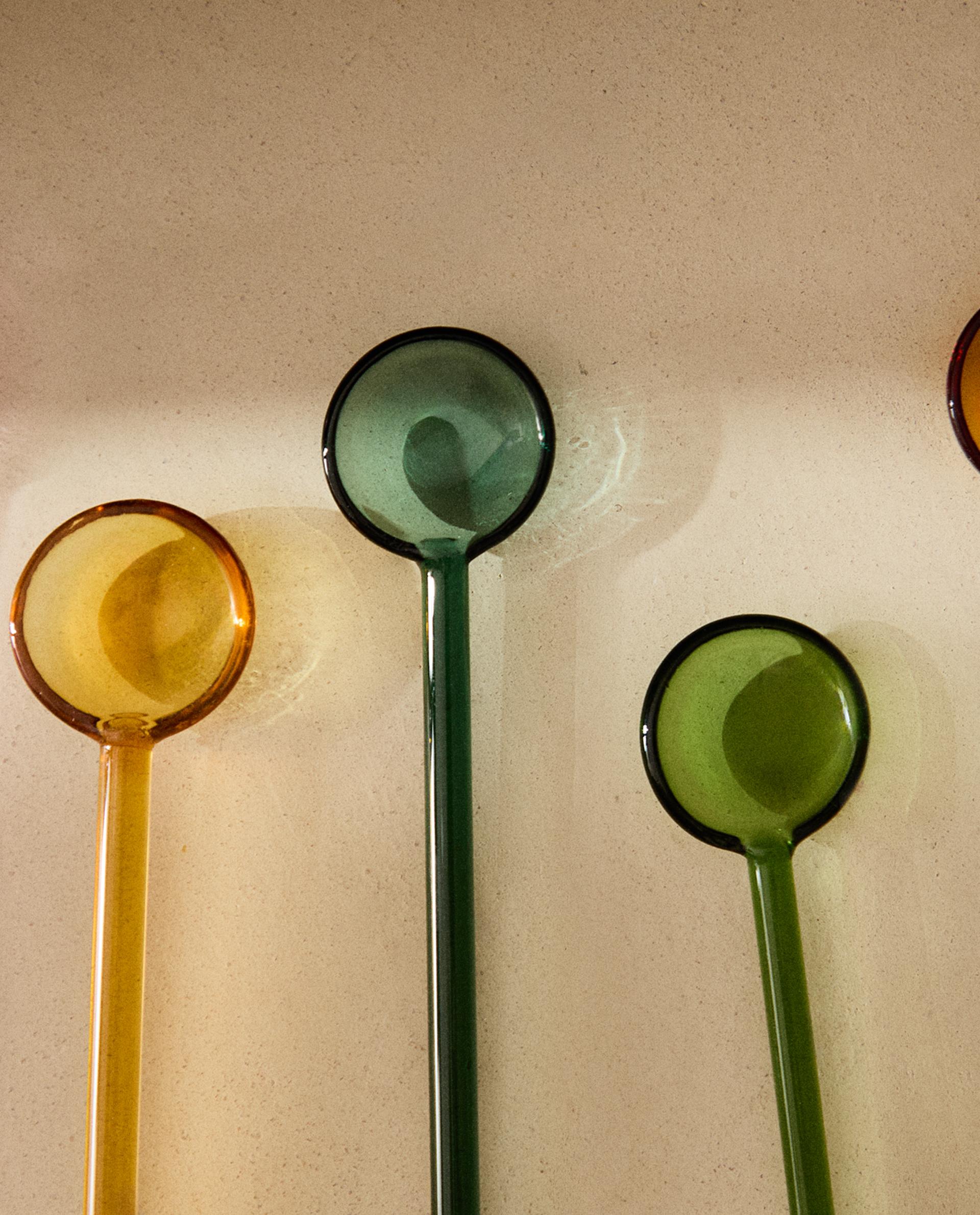 PACK OF MULTICOLOURED BOROSILICATE GLASS SPOONS (PACK OF 6)