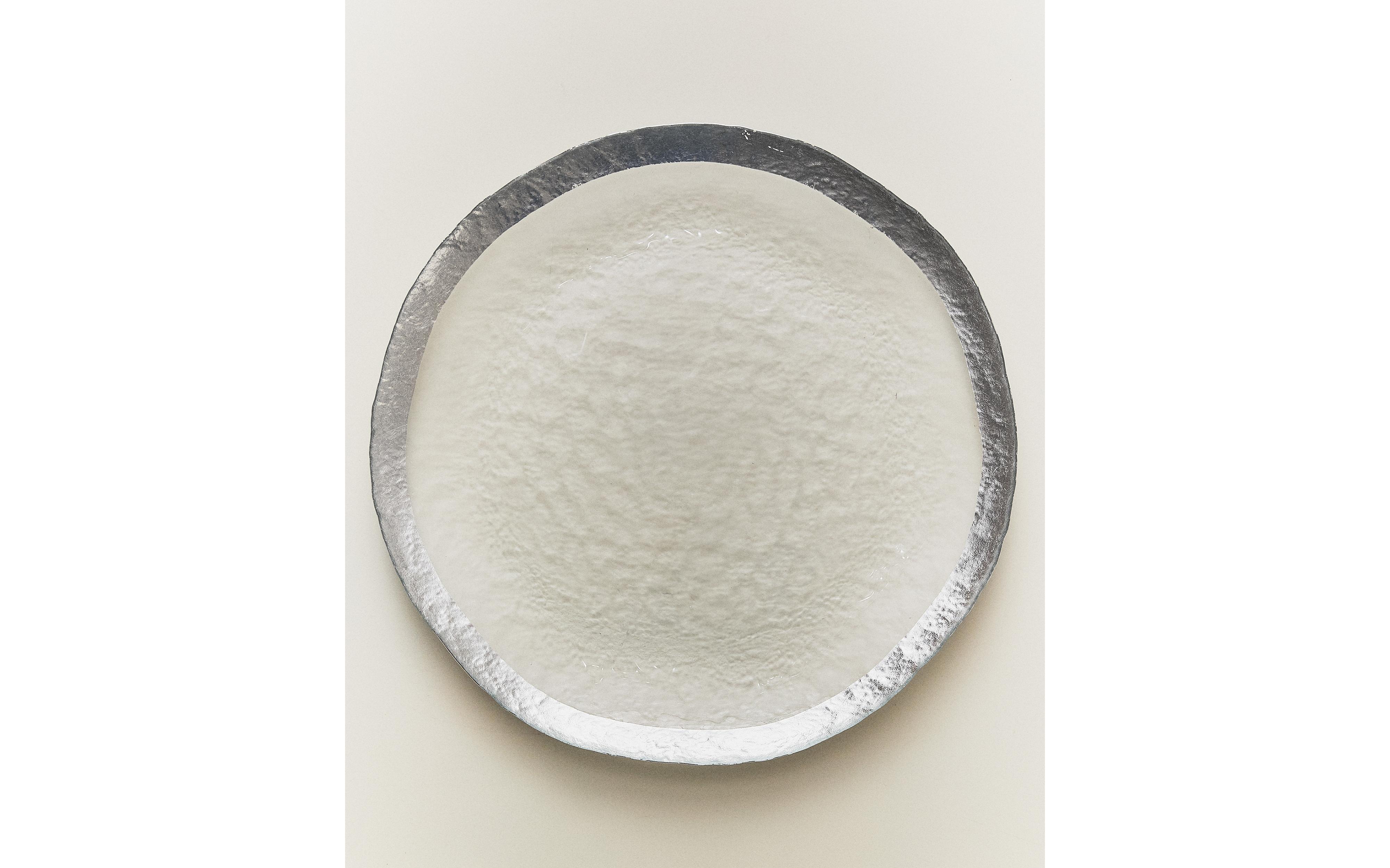 GLASS SERVICE PLATE WITH RIM