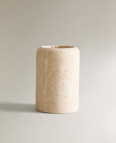 BEIGE MARBLE TOOTHBRUSH CUP