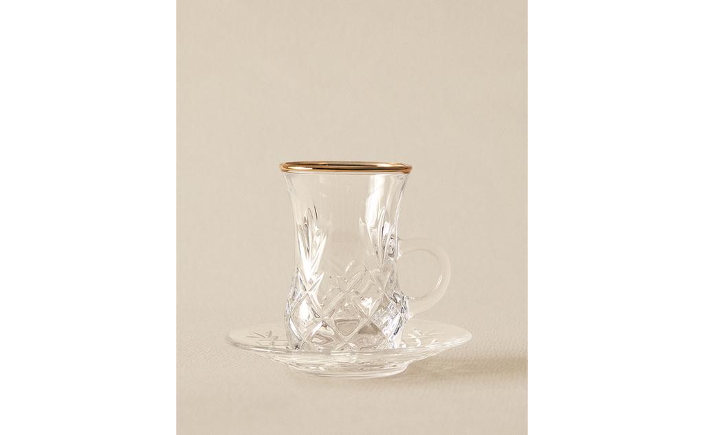 ENGRAVED GLASS TEACUP