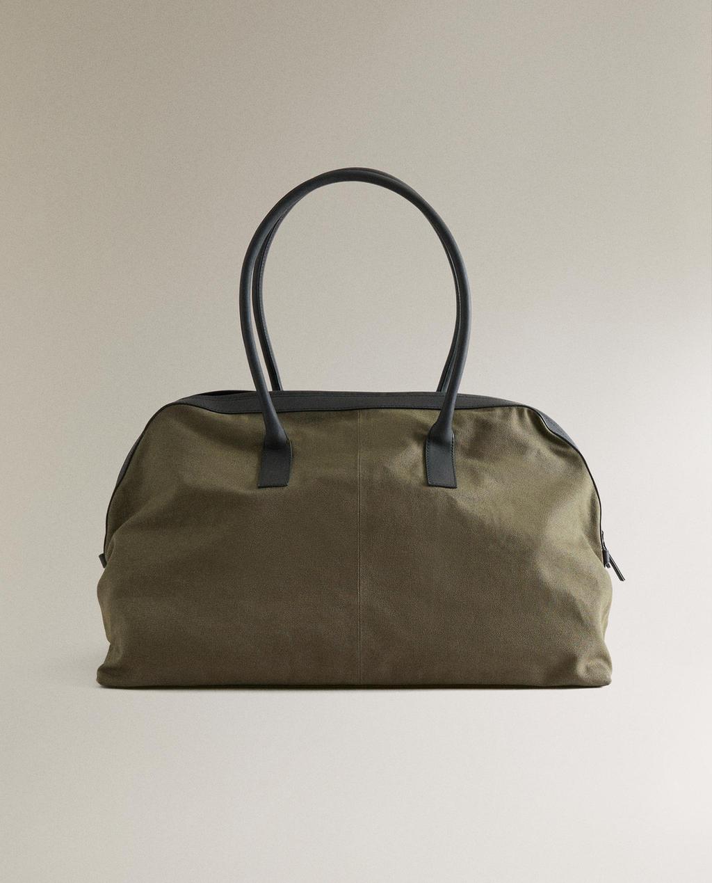 Zara Home Kətan həftəsonu çantası dəri ilə