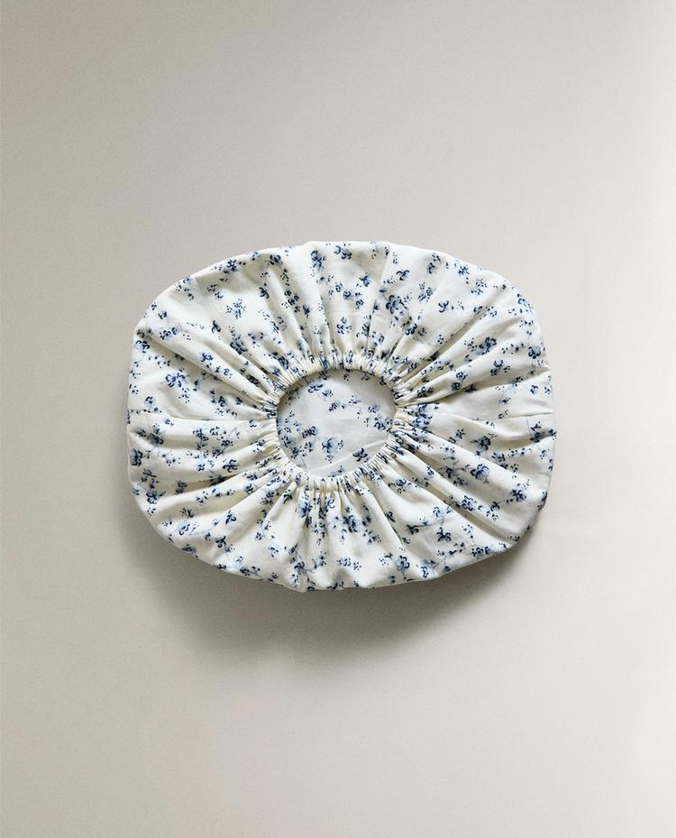 דיספנסר מגבונים פרחוני מכותנה בצבע כחול