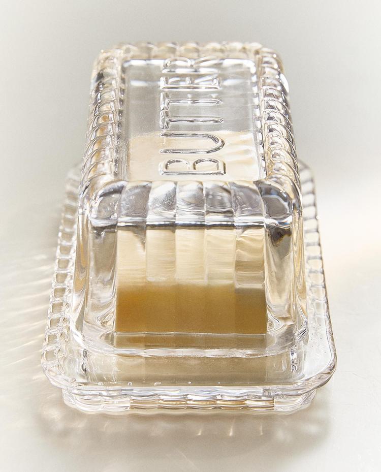 STRIPED GLASS BUTTER DISH