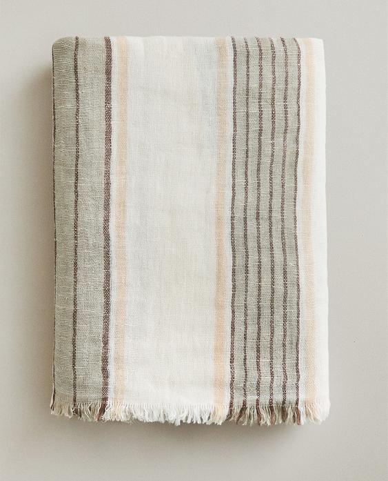 CHECK LINEN THROW