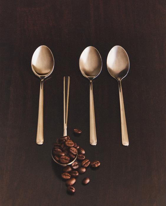 طقم ملاعق تحلية ستيل لامع (طقم 4 قطع)