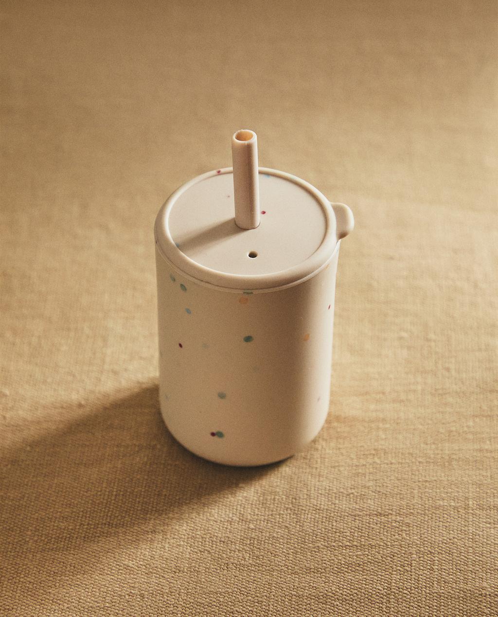 CHILDREN'S POLKA DOT TUMBLER WITH A STRAW