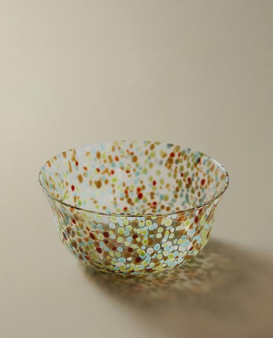 MULTICOLOURED SPECKLED GLASS BOWL