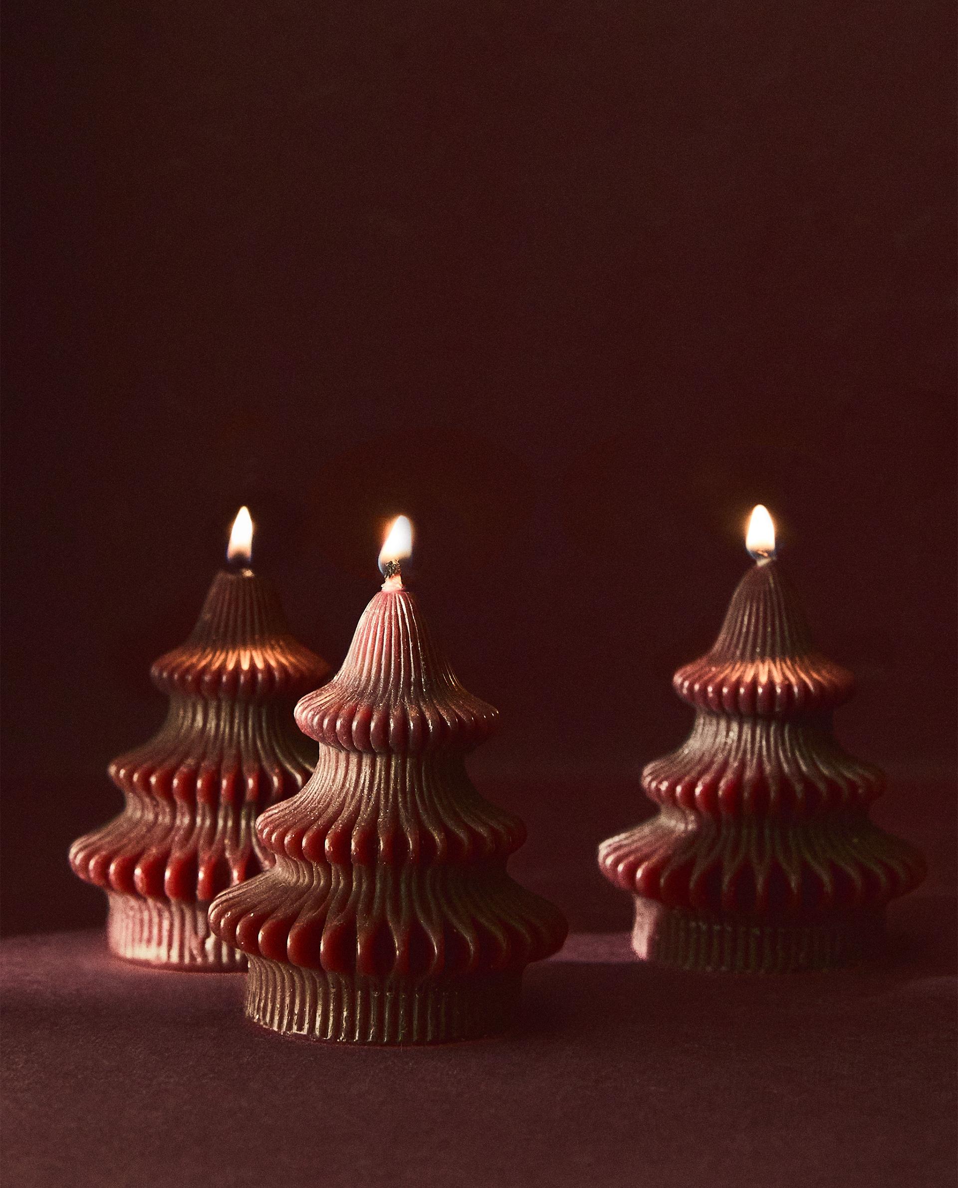 ９点 新品 ザラホーム ZARA  キャンドル オブジェ オーナメント 3本セット) GINGERBREAD クリスマスツリーモチーフ アロマキャンドル