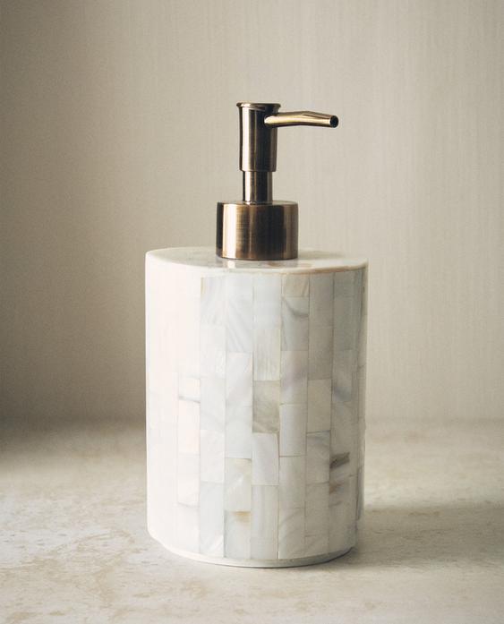 MOTHER-OF-PEARL SOAP DISPENSER MOTHER-OF-PEARL SOAP DISPENSER