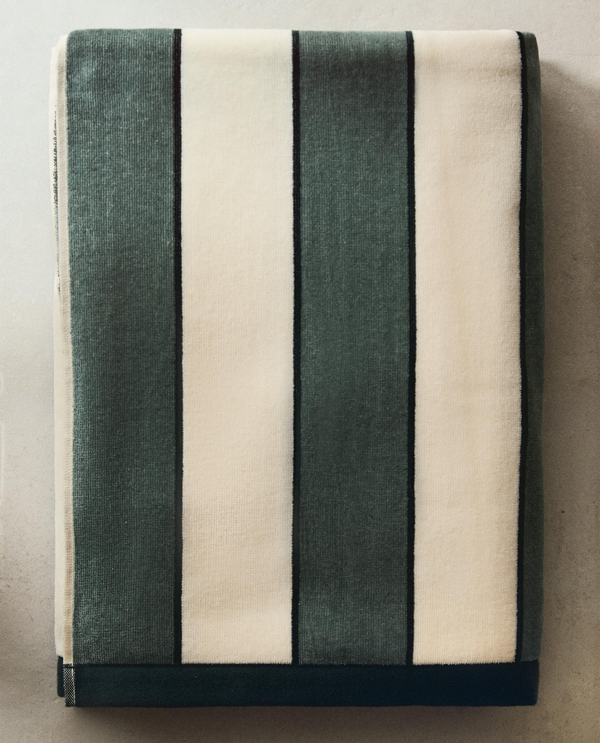 ビーチタオル SAINT LAURENT Certified cotton striped beach towel BEIGE Amazon.com: Beach Towel Beige White Stripes Towels for Beach