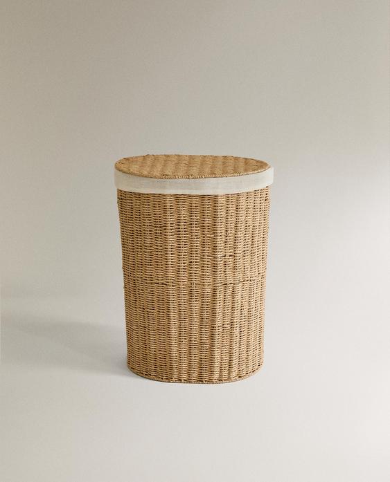 FABRIC-LINED LAUNDRY BASKET