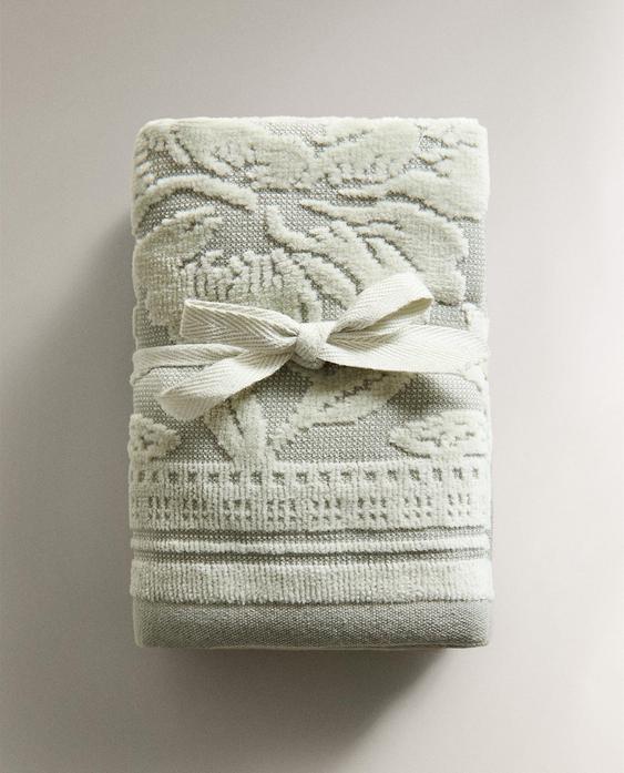 CONJUNTO DE TOALHAS DE LAVABO EM JACQUARD DE VELUDO (CONJUNTO DE 3)