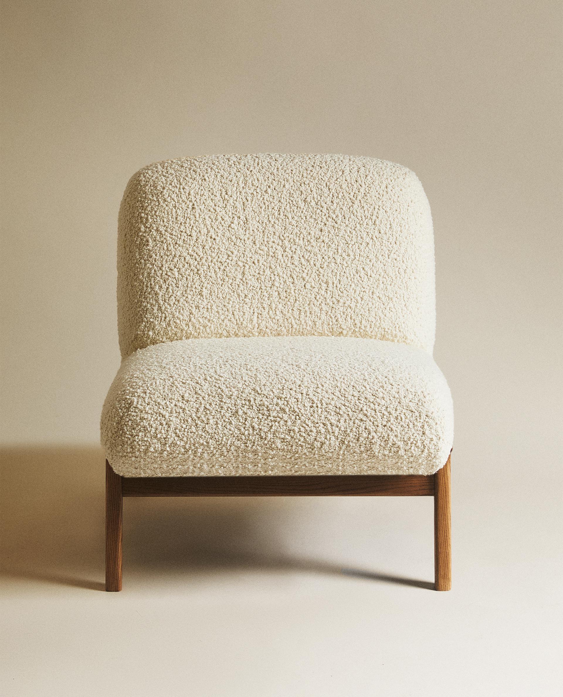 UPHOLSTERED BOUCLÉ WOOL ARMCHAIR