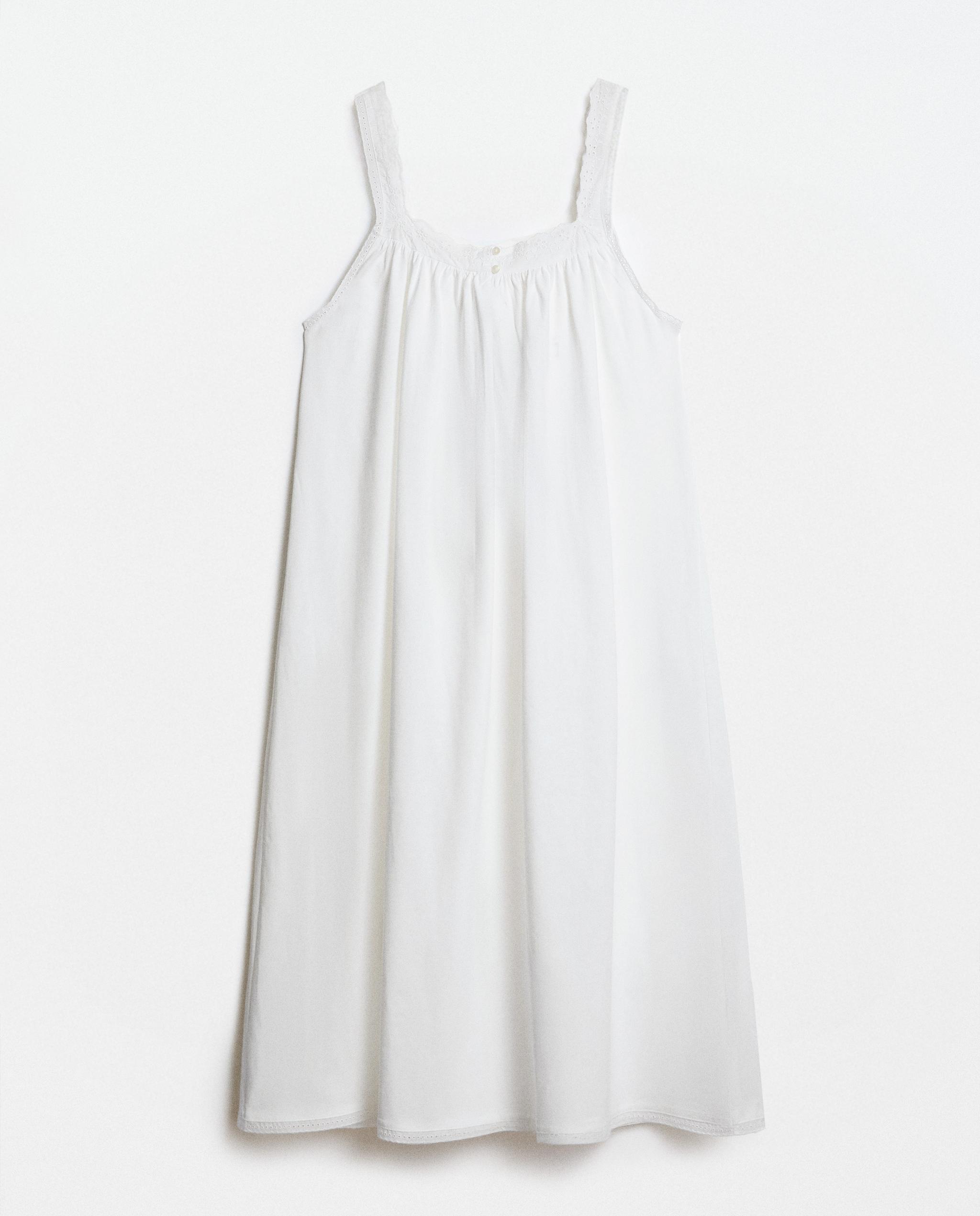 COTTON NIGHTDRESS WITH LACE TRIM product thumbnail 9
