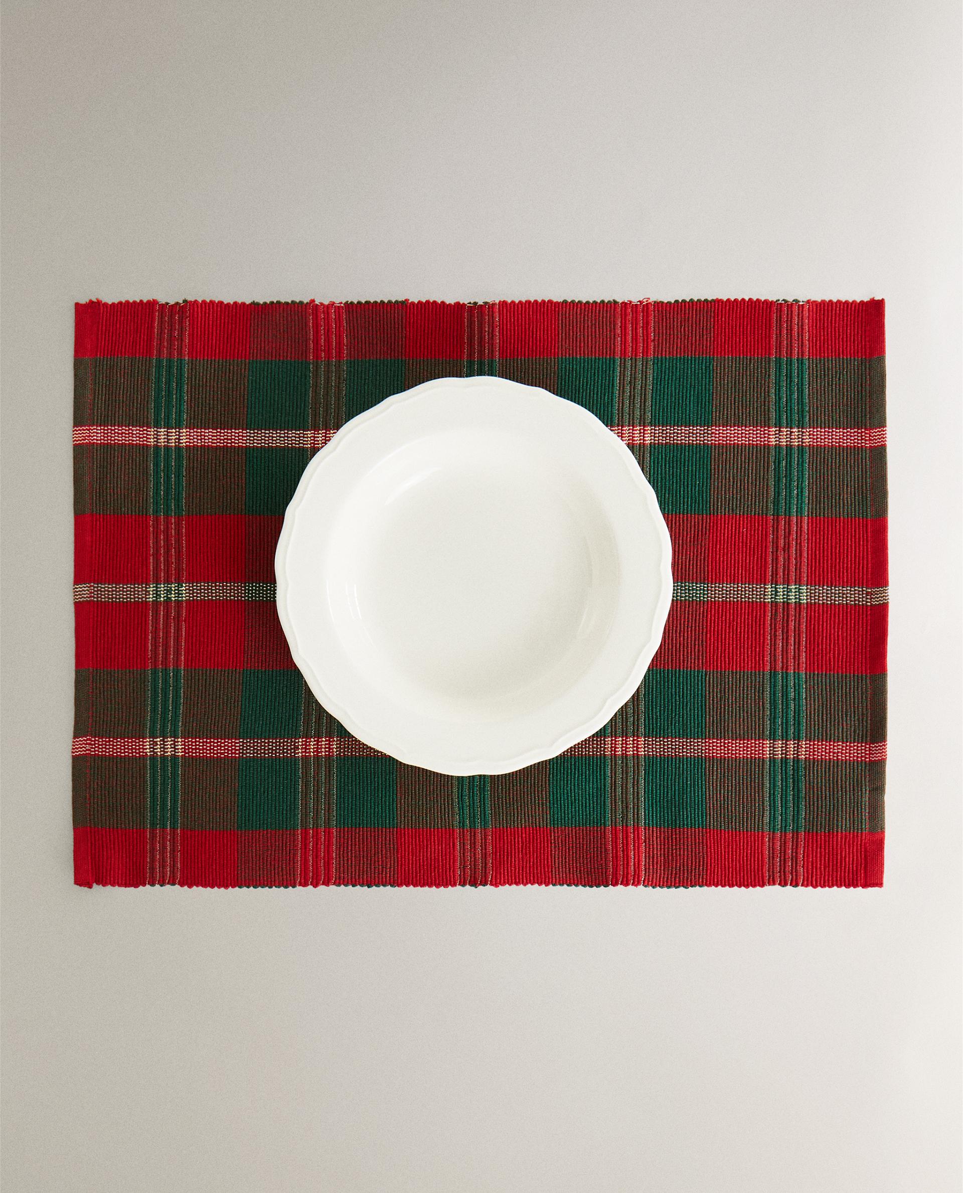 SET TOVAGLIETTE AMERICANE NATALIZIE QUADRI TARTAN (SET DA 2)