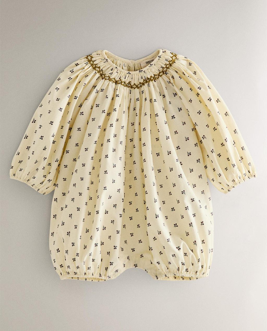 GATHERED FLORAL BABY ROMPER GATHERED FLORAL BABY ROMPER