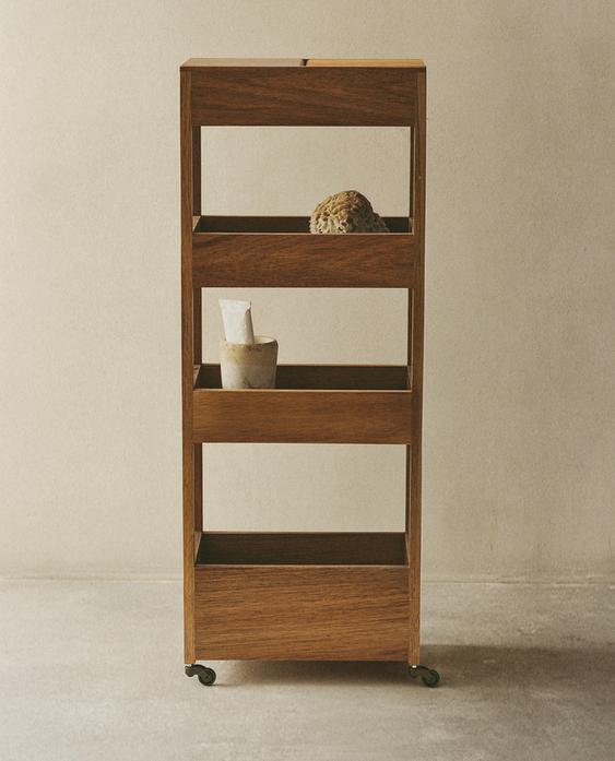 Acacia Wood Storage Unit with Wheels - Versatile & Mobile