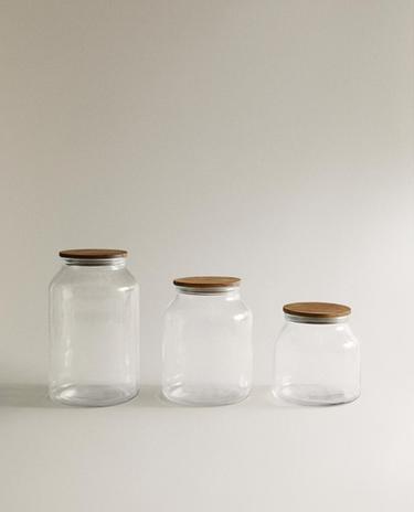 POTE DE ARMAZENAMENTO DE VIDRO DE ACÁCIA