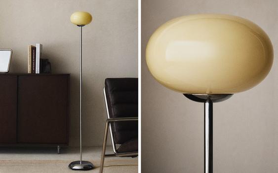 GLASS AND METAL FLOOR LAMP
